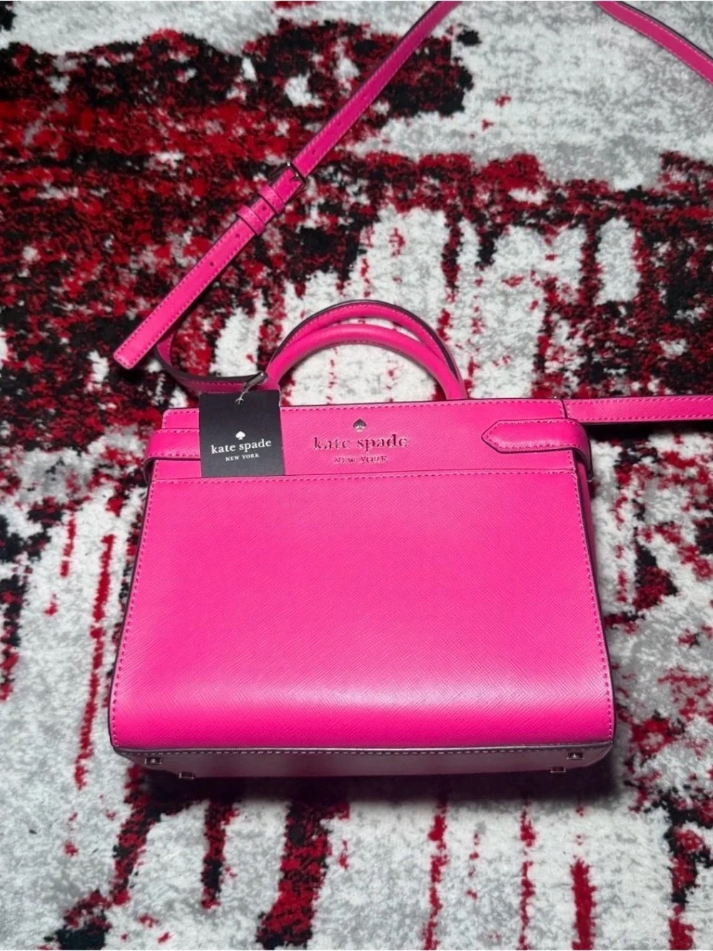kate spade Hot Pink Leather Top-Handle Satchel with Crossbody Strap